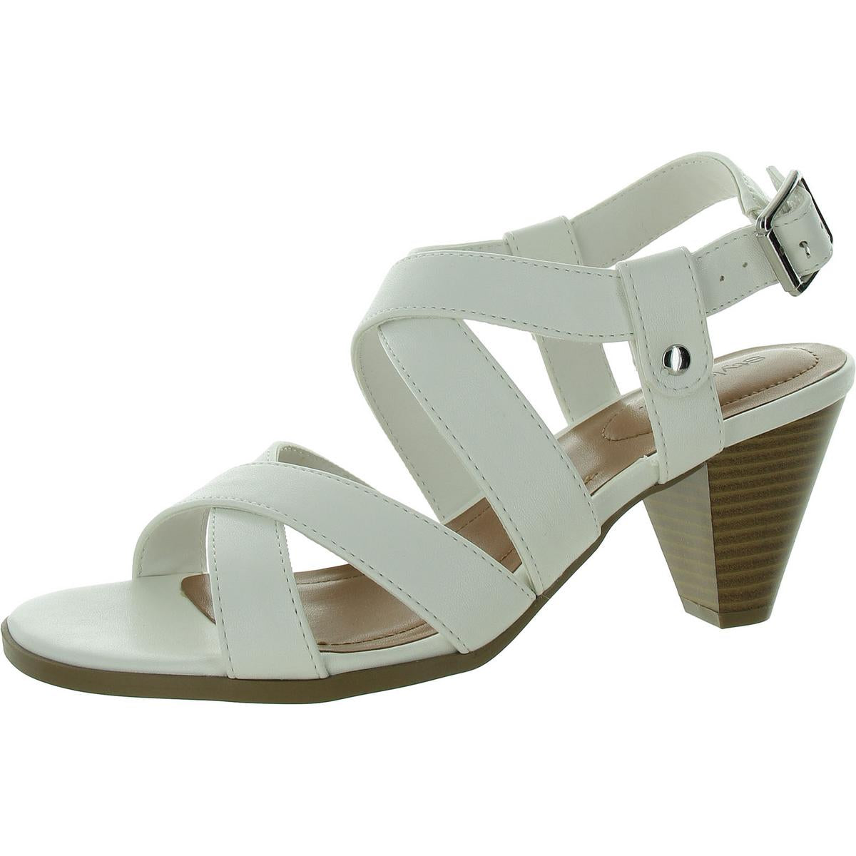 Honniee Womens Faux Suede Criss-Cross Slingback Sandals 7 Medium White Smooth