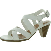 Honniee Womens Faux Suede Criss-Cross Slingback Sandals 7 Medium White Smooth