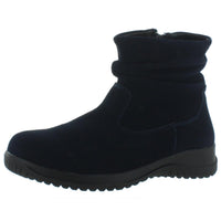 Boston Souch Womens Suede Side Zipper Ankle Boots Navy