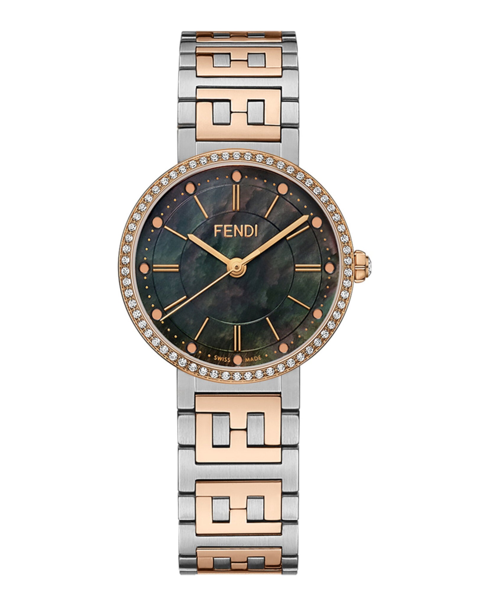 Fendi Womens Two Tone 29mm Bracelet Fashion Watch