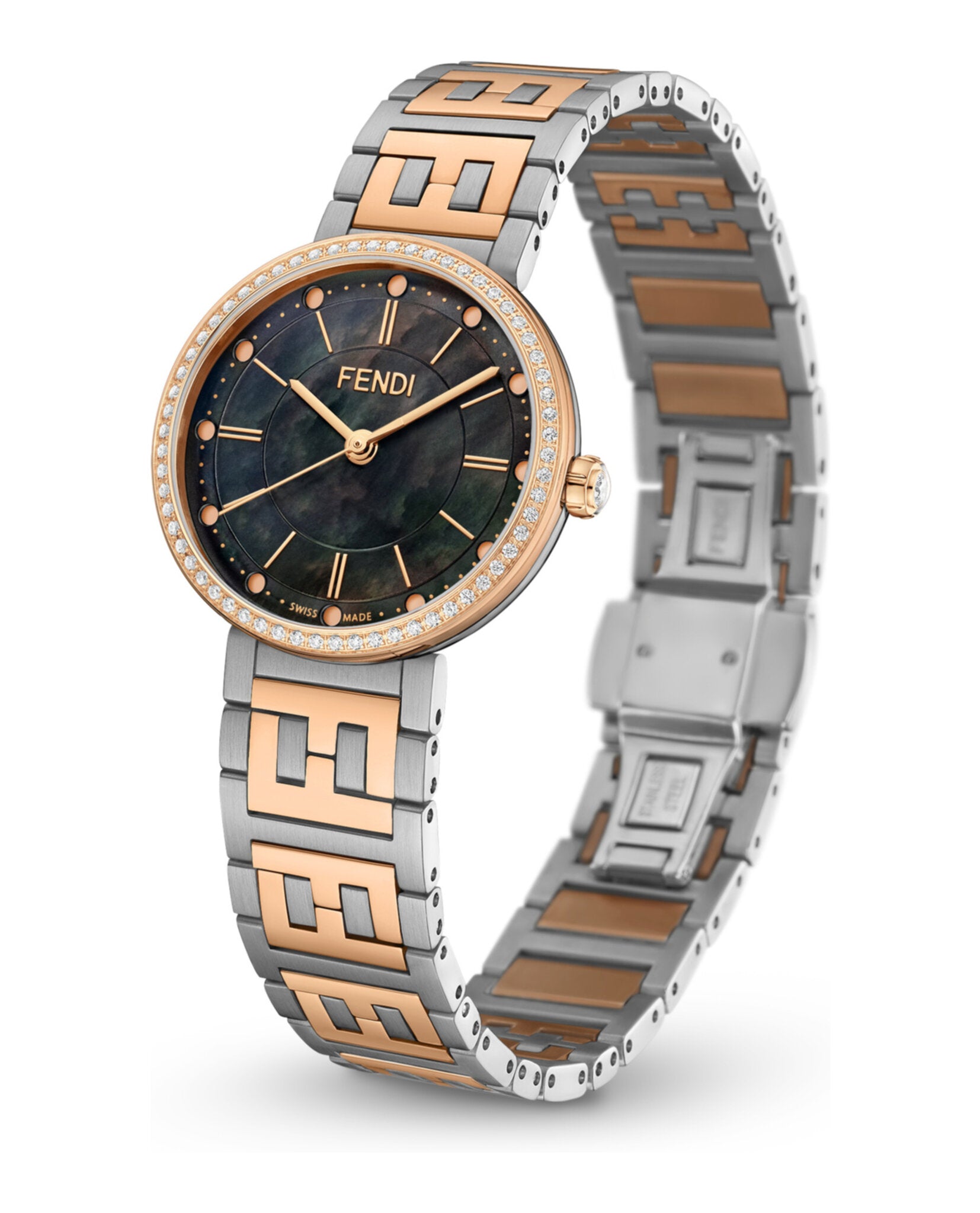 Fendi Womens Two Tone 29mm Bracelet Fashion Watch