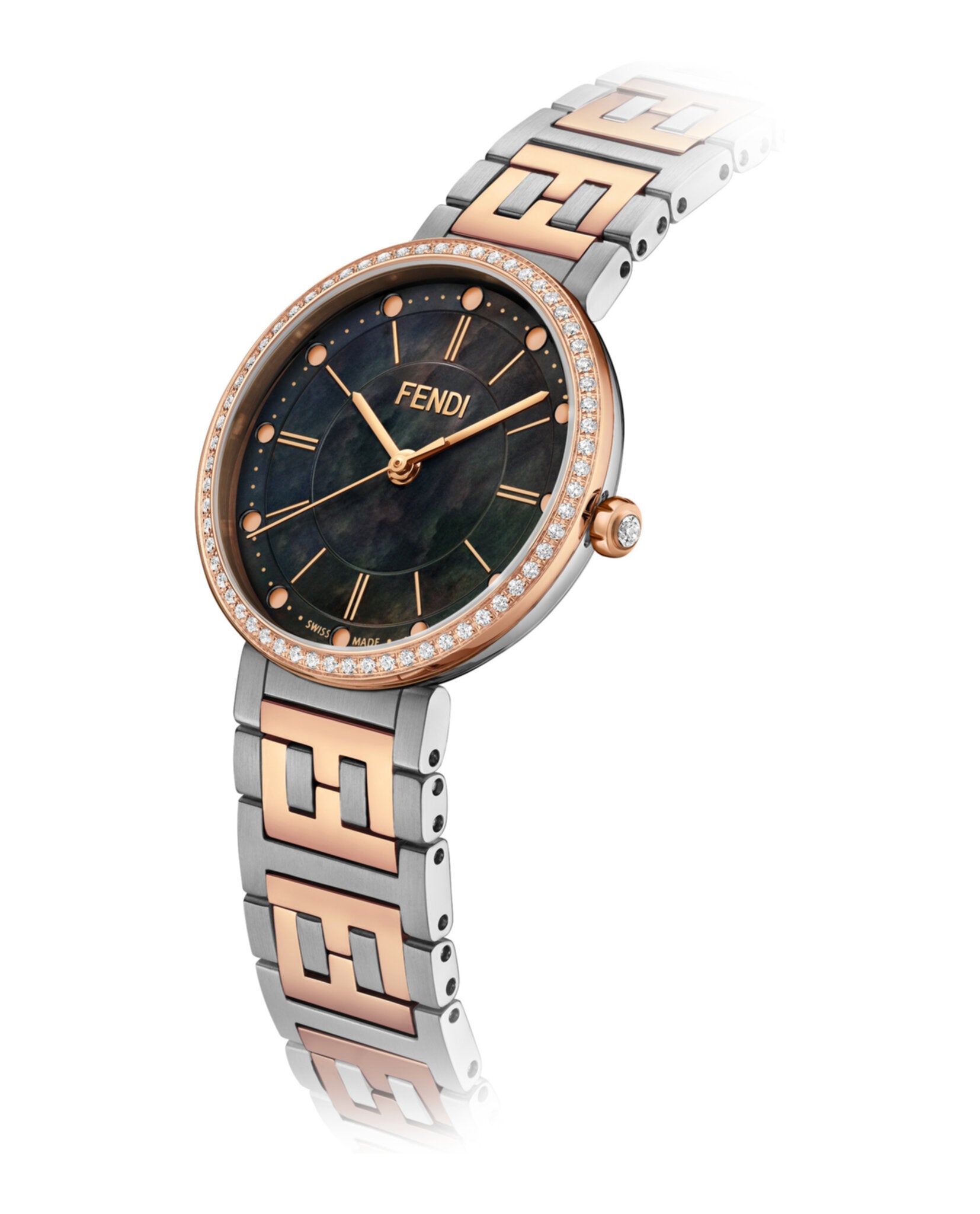 Fendi Womens Two Tone 29mm Bracelet Fashion Watch