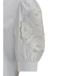 Valentino Women Shirt With Sangallo Lace Sleeves