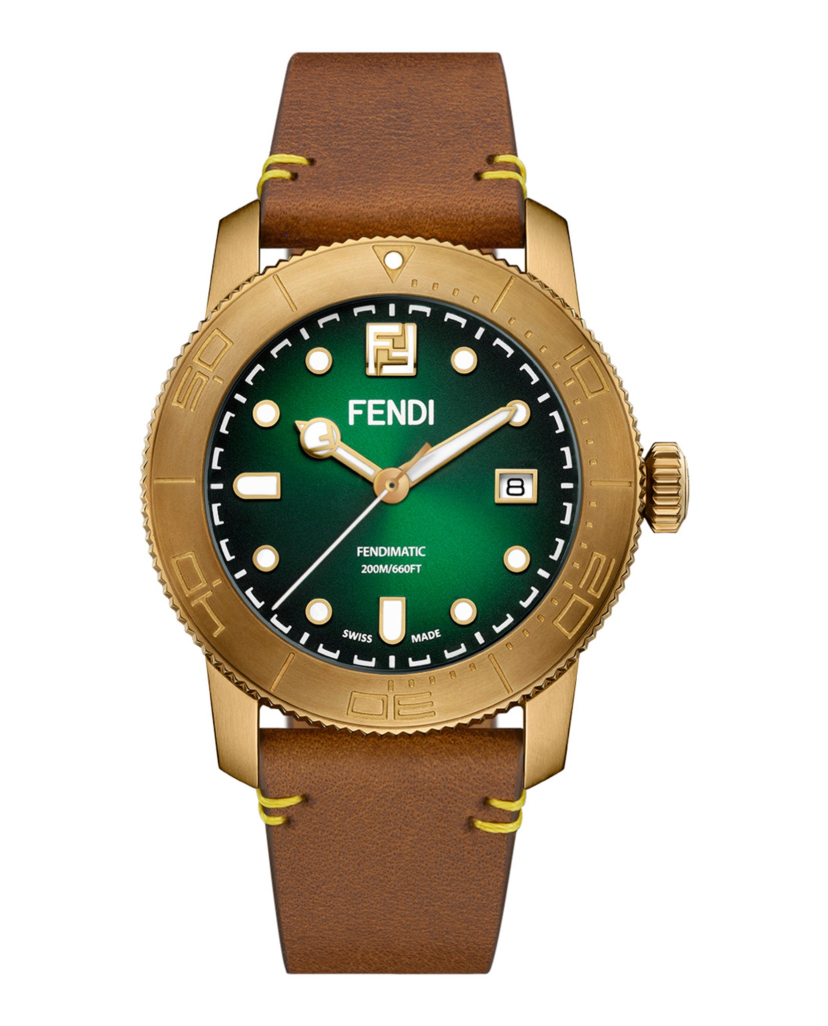 Fendi Fendi Mens  Bronze 42mm Strap Fashion Watch