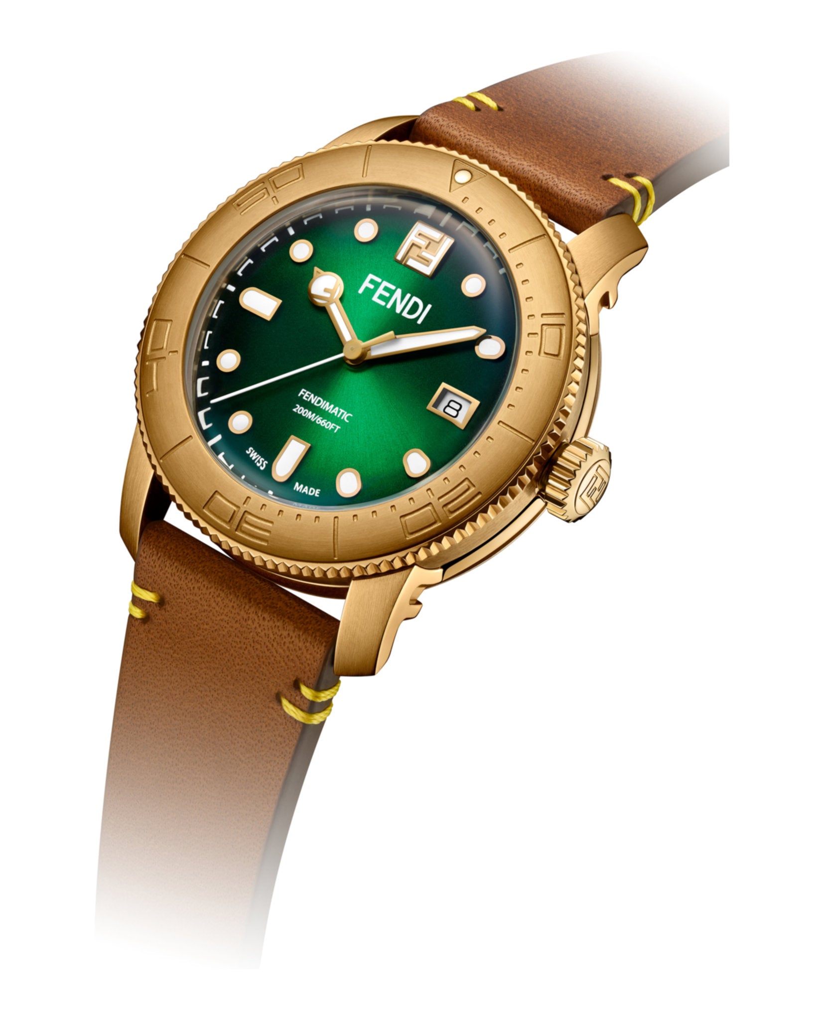 Fendi Fendi Mens  Bronze 42mm Strap Fashion Watch