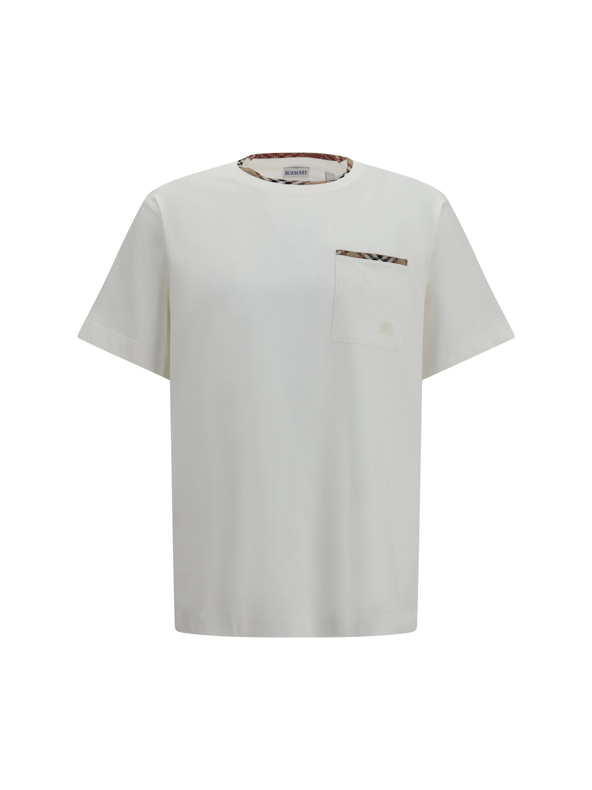 BURBERRY Burberry Men Cotton T-Shirt With Check Trims