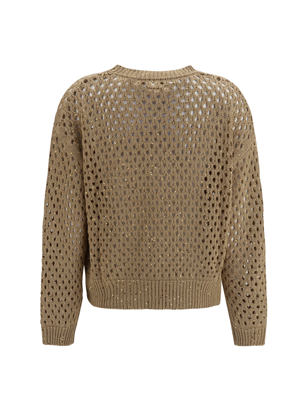 Max Mara Studio Women Open Knit Cotton Sweater With Sequins