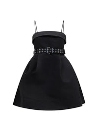 Ganni Women Short Satin Dress With A Full Skirt