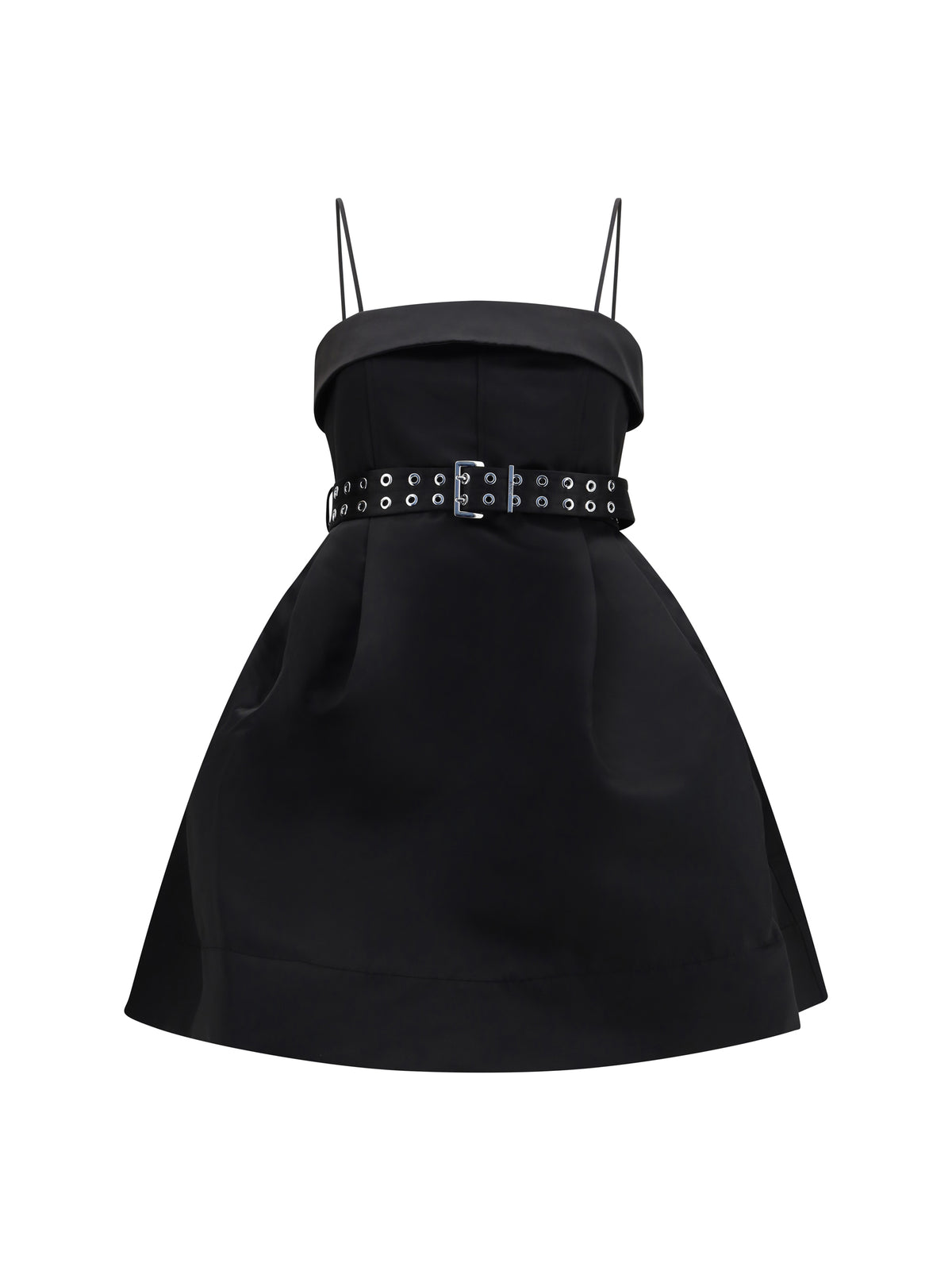 Ganni Women Short Satin Dress With A Full Skirt