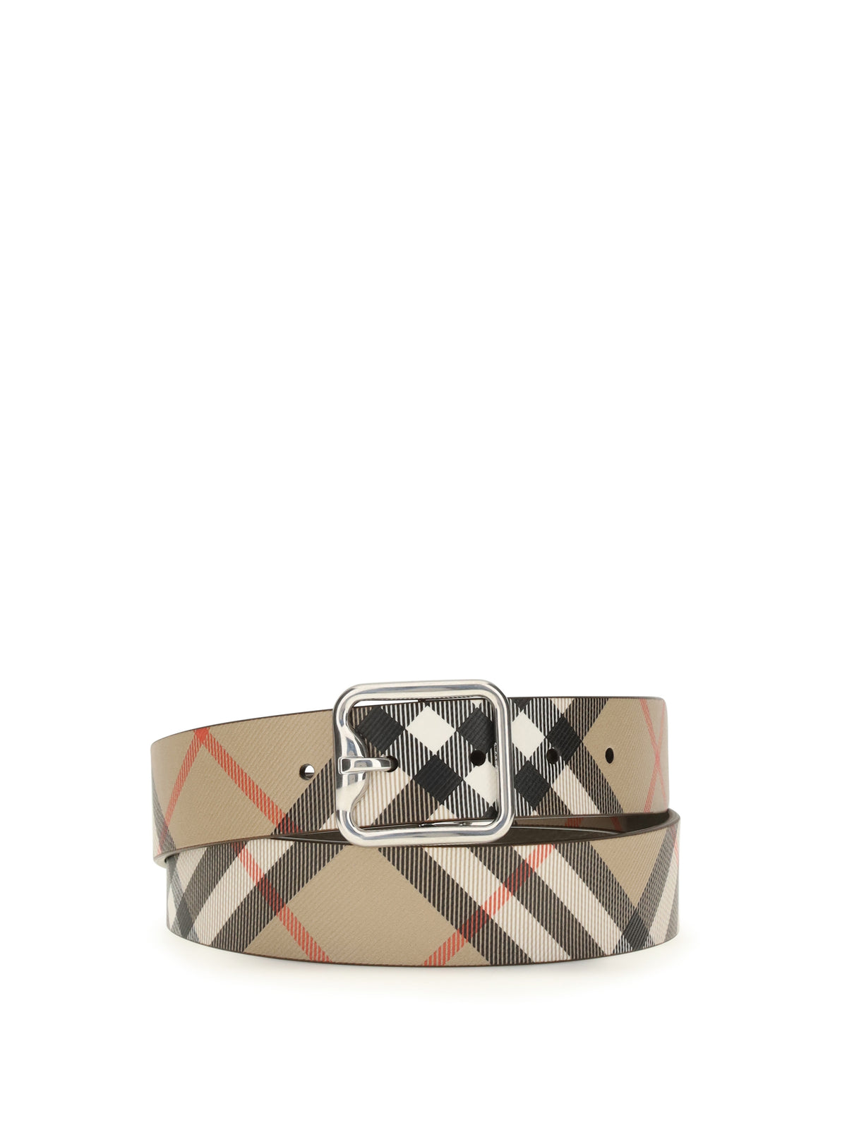 Burberry Men Reversible B Buckle Check Belt