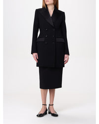Dolce & Gabbana Double Breasted Satin Trim Blazer Women Black Suits