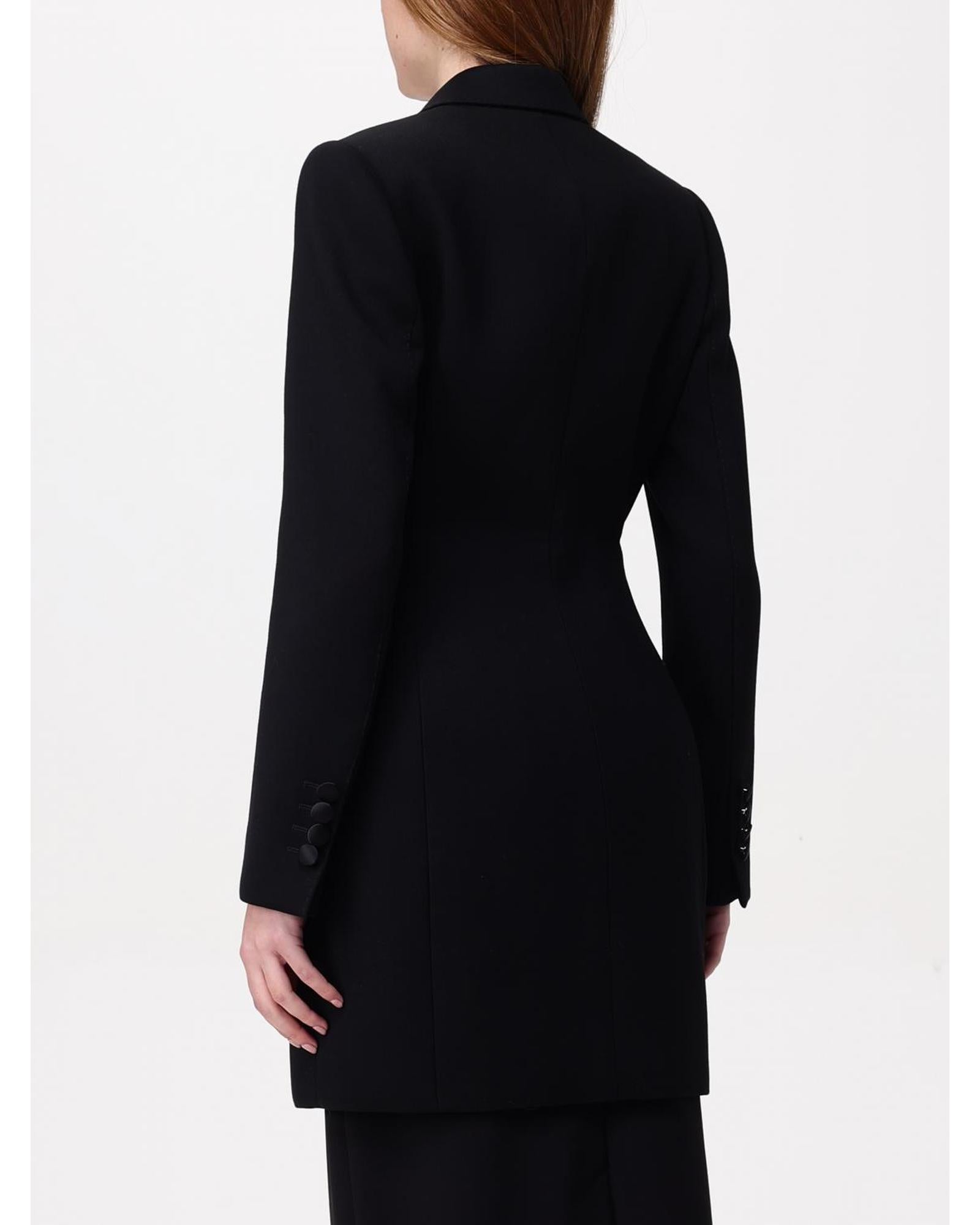Dolce & Gabbana Double Breasted Satin Trim Blazer Women Black Suits