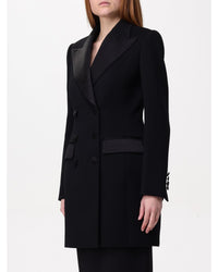 Dolce & Gabbana Double Breasted Satin Trim Blazer Women Black Suits