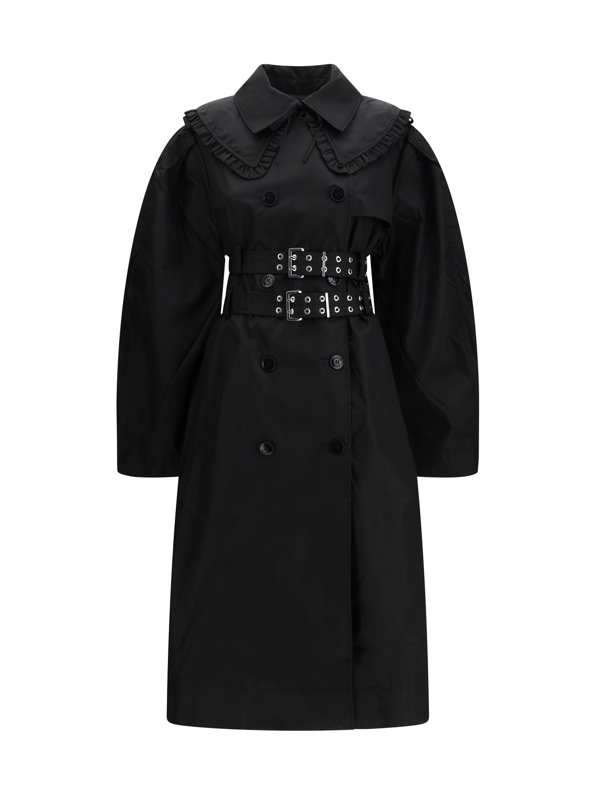 Ganni Women Belted Double-Breasted Coat