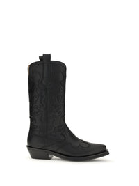 Ganni Women Embroidered Western Boots