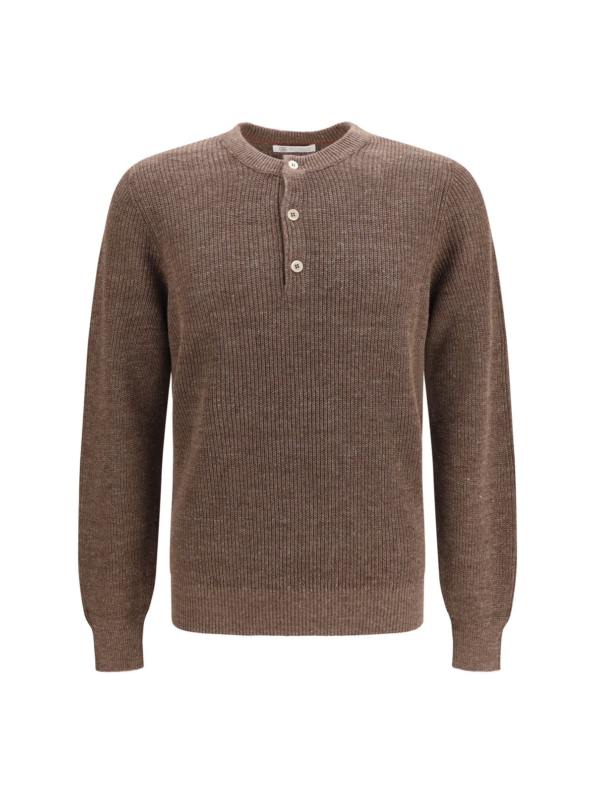 Brunello Cucinelli Men Cotton And Linen Henley Sweater