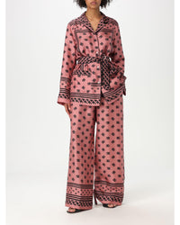 Dolce & Gabbana Silk Pajama Set with Logo Print Women Pink Shirts & Tops