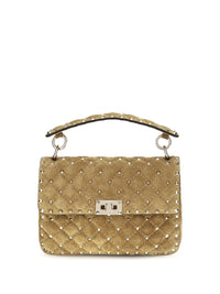 Valentino Garavani Women Medium Rockstud Spike Suede Top Handle Bag