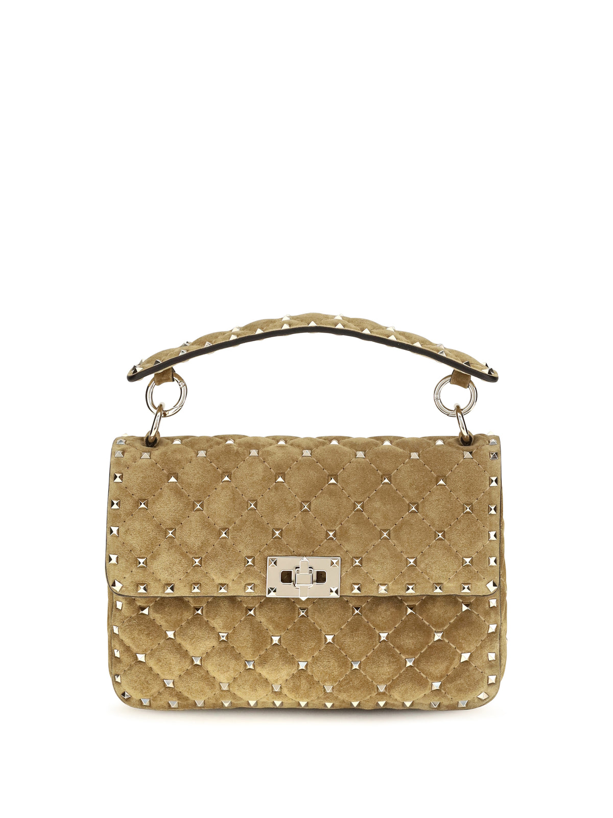 Valentino Garavani Women Medium Rockstud Spike Suede Top Handle Bag