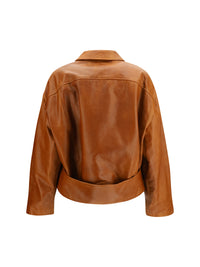 Marni Women Glossy Leather Jacket With Back Martingale