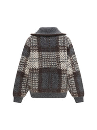 BRUNELLO CUCINELLI Brunello Cucinelli Women Checked Wool Zip Cardigan