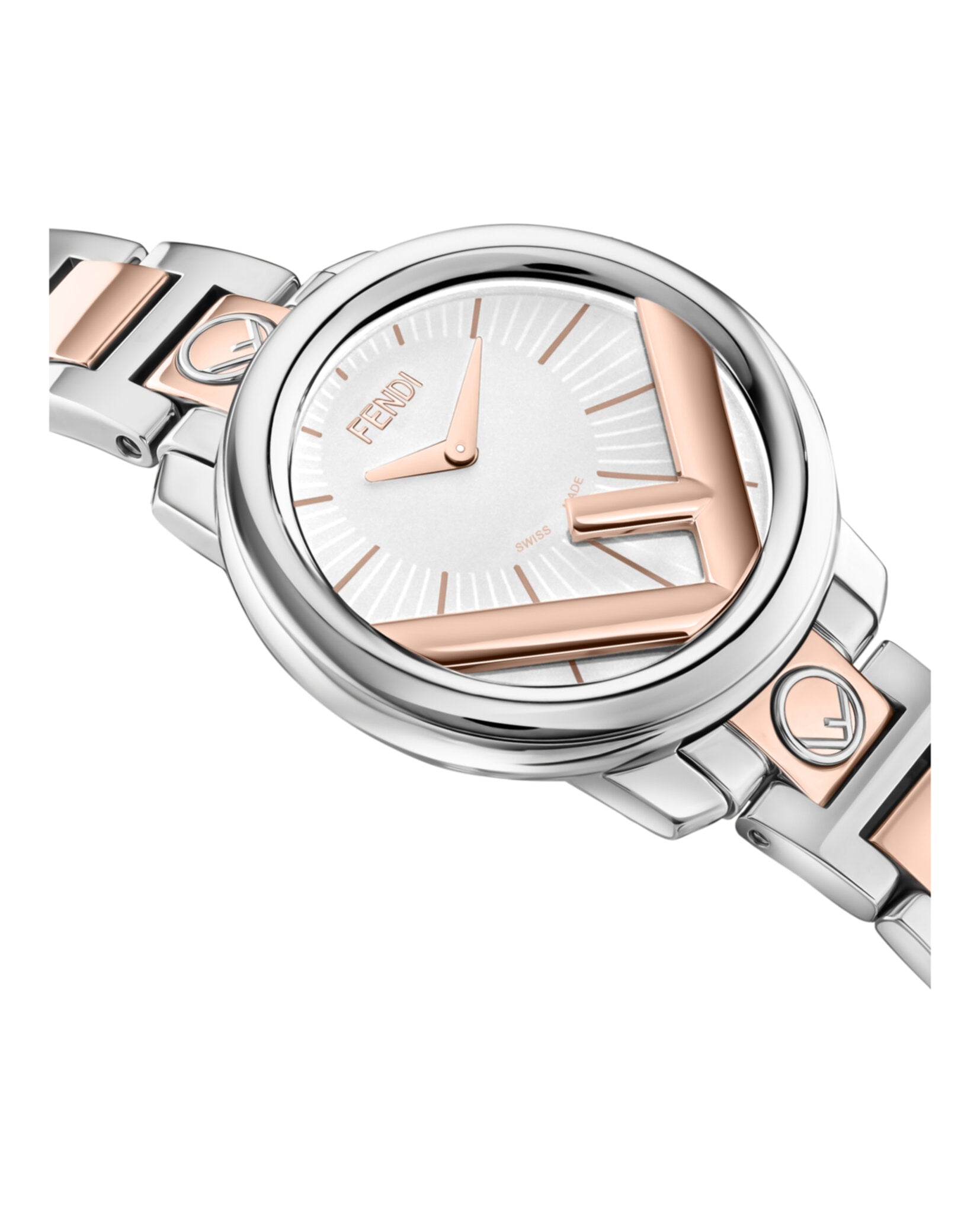 Fendi Womens Run Away Two Tone 36mm Bracelet Fashion Watch