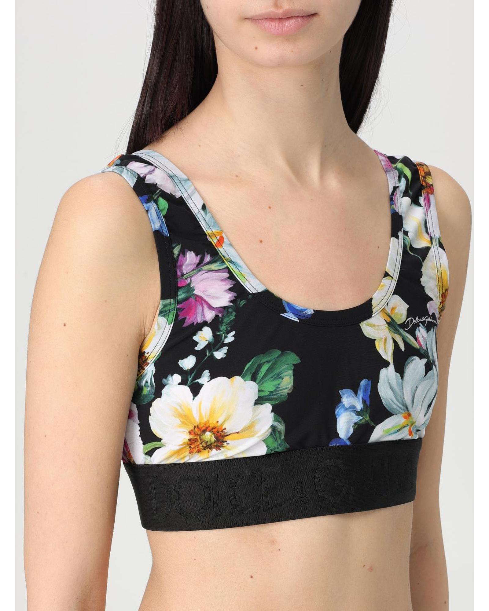 Dolce & Gabbana Floral Print Sports Bra Women Black Tops