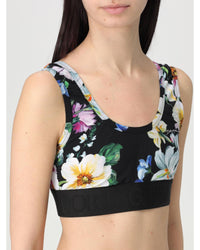 Dolce & Gabbana Floral Print Sports Bra Women Black Tops