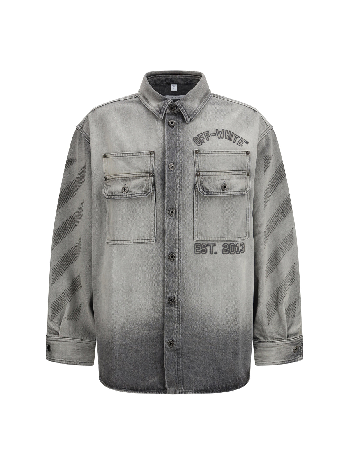 Off-White Men Diag Military Overshirt In Denim