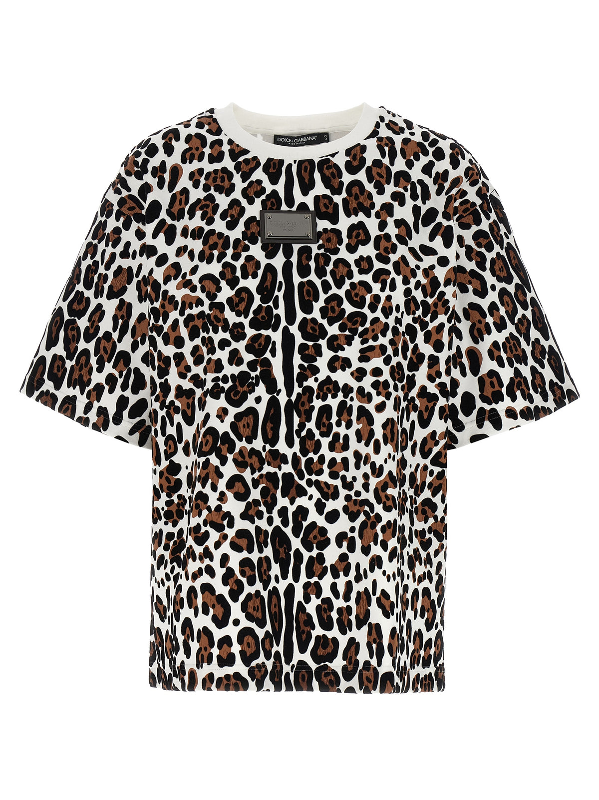 Dolce & Gabbana Women Animal Print Logo Plaque T-Shirt