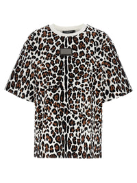 Dolce & Gabbana Women Animal Print Logo Plaque T-Shirt