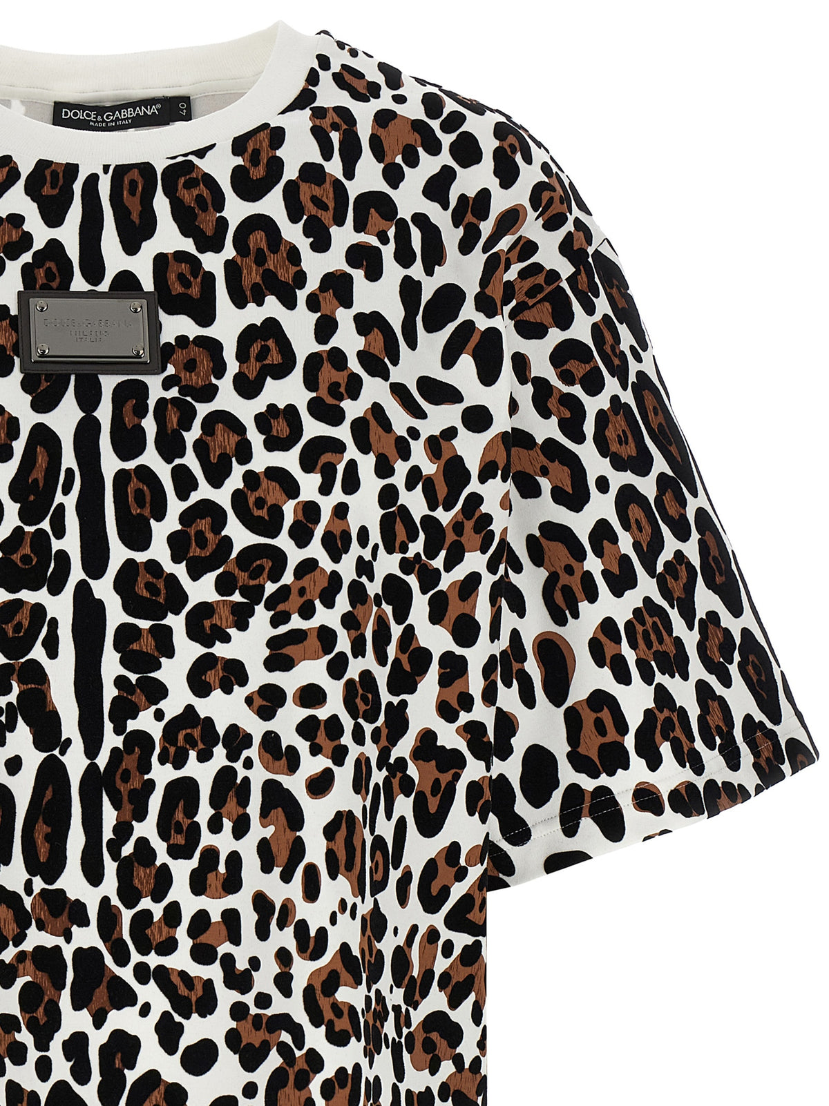 Dolce & Gabbana Women Animal Print Logo Plaque T-Shirt