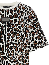 Dolce & Gabbana Women Animal Print Logo Plaque T-Shirt