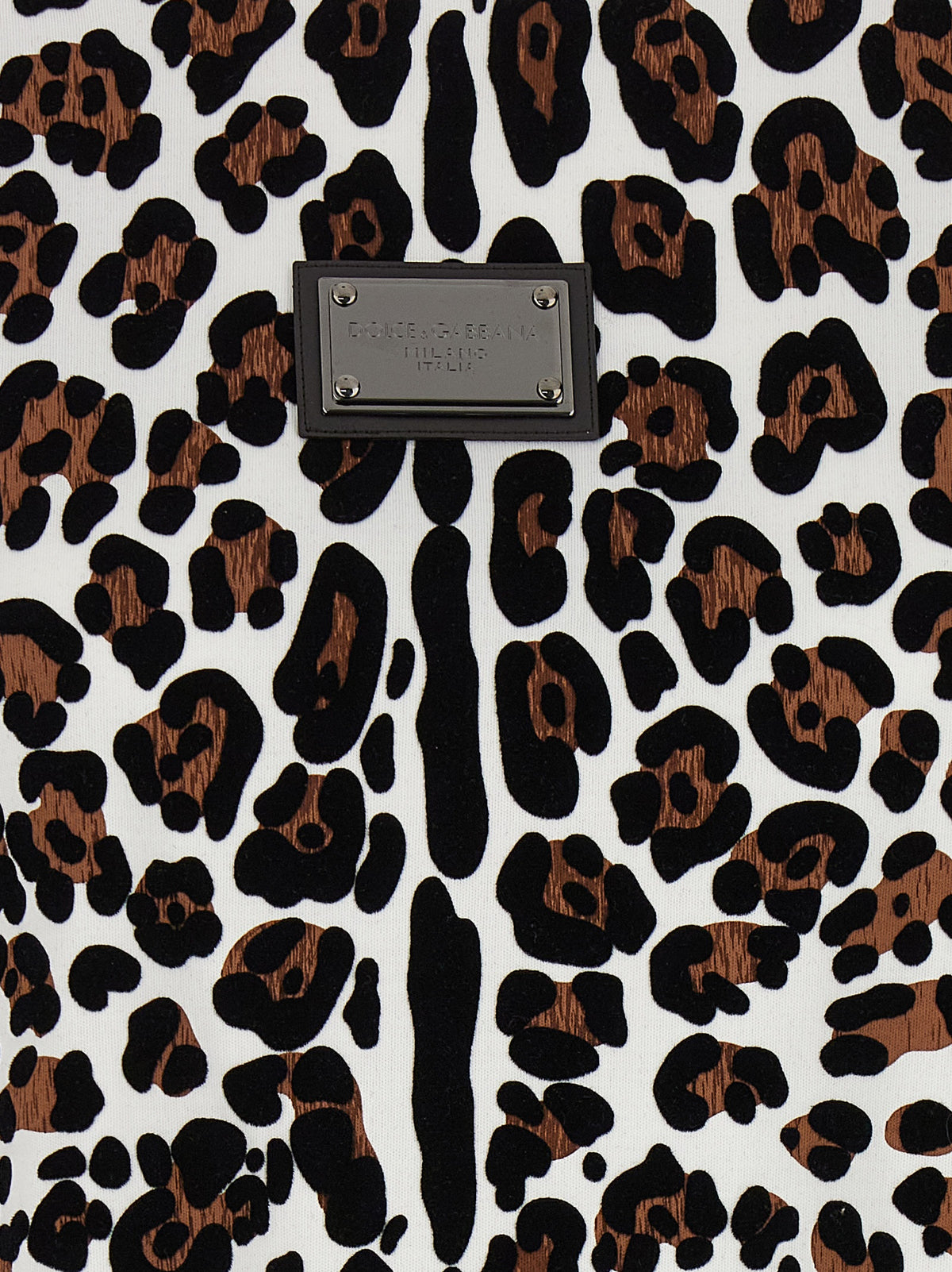 Dolce & Gabbana Women Animal Print Logo Plaque T-Shirt