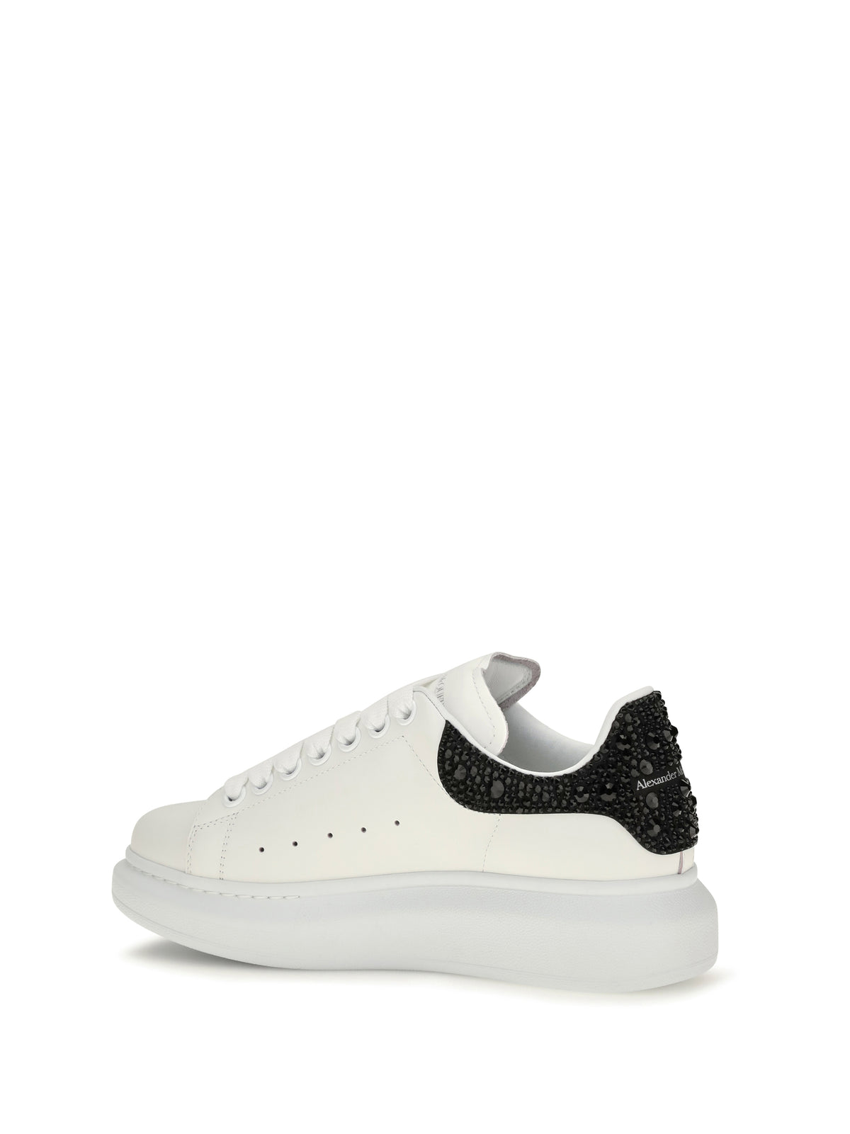 Alexander Mcqueen Women Oversized Sneakers With Suede Heel And Crystal Details