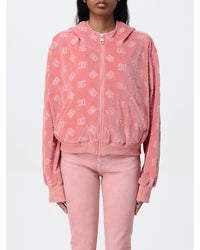 Dolce & Gabbana Dolce Gabbana Logo Velour Hoodie Women Pink Sweatshirts & Hoodies 10 Pink