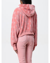 Dolce & Gabbana Dolce Gabbana Logo Velour Hoodie Women Pink Sweatshirts & Hoodies