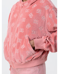 Dolce & Gabbana Dolce Gabbana Logo Velour Hoodie Women Pink Sweatshirts & Hoodies