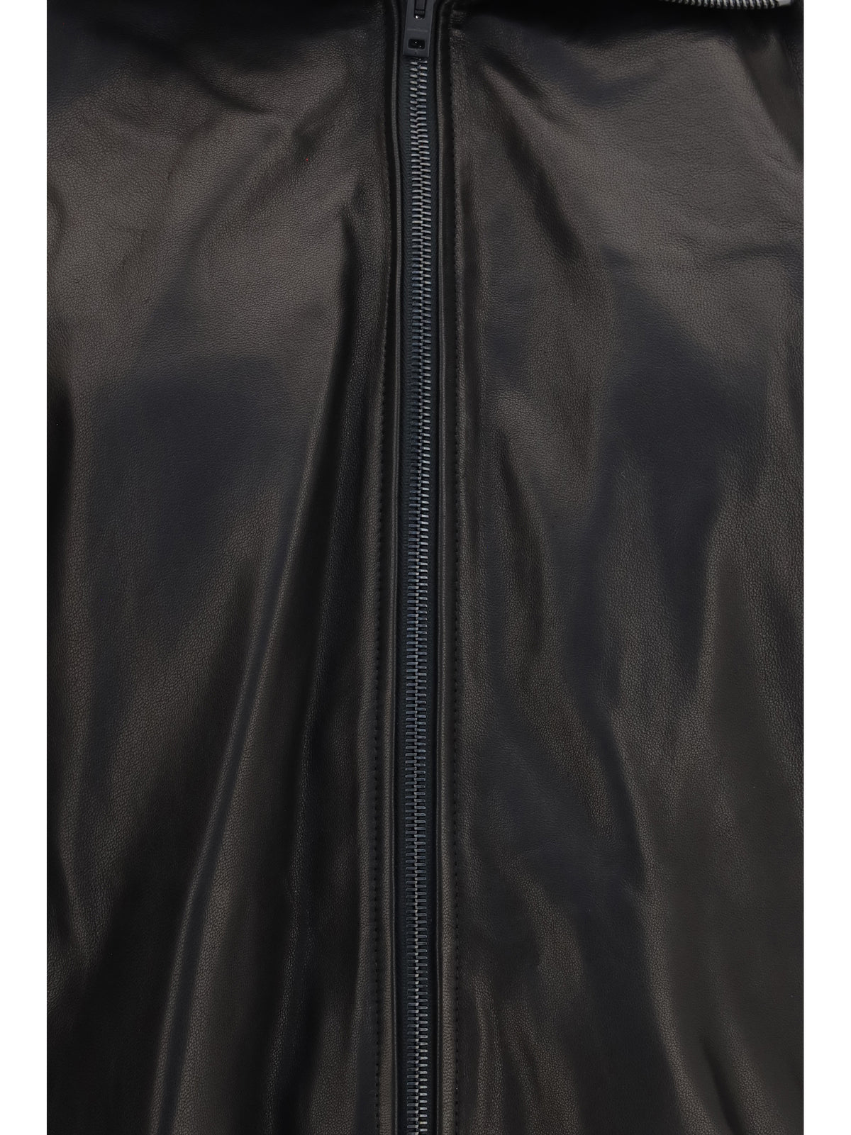 Acne Studios Women Leather Jacket With High Collar