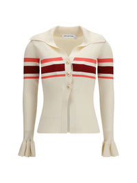 SELF-PORTRAIT Self-Portrait Women Striped Viscose Knit Button Top