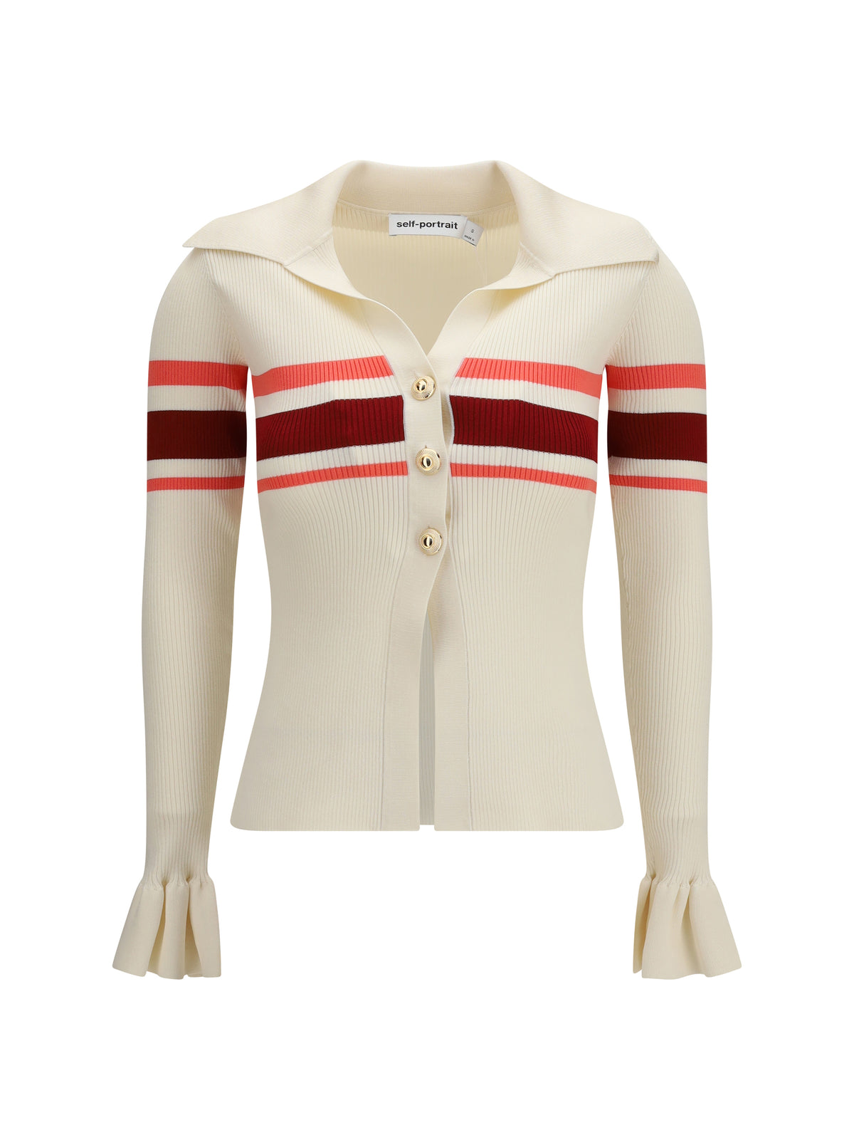 SELF-PORTRAIT Self-Portrait Women Striped Viscose Knit Button Top