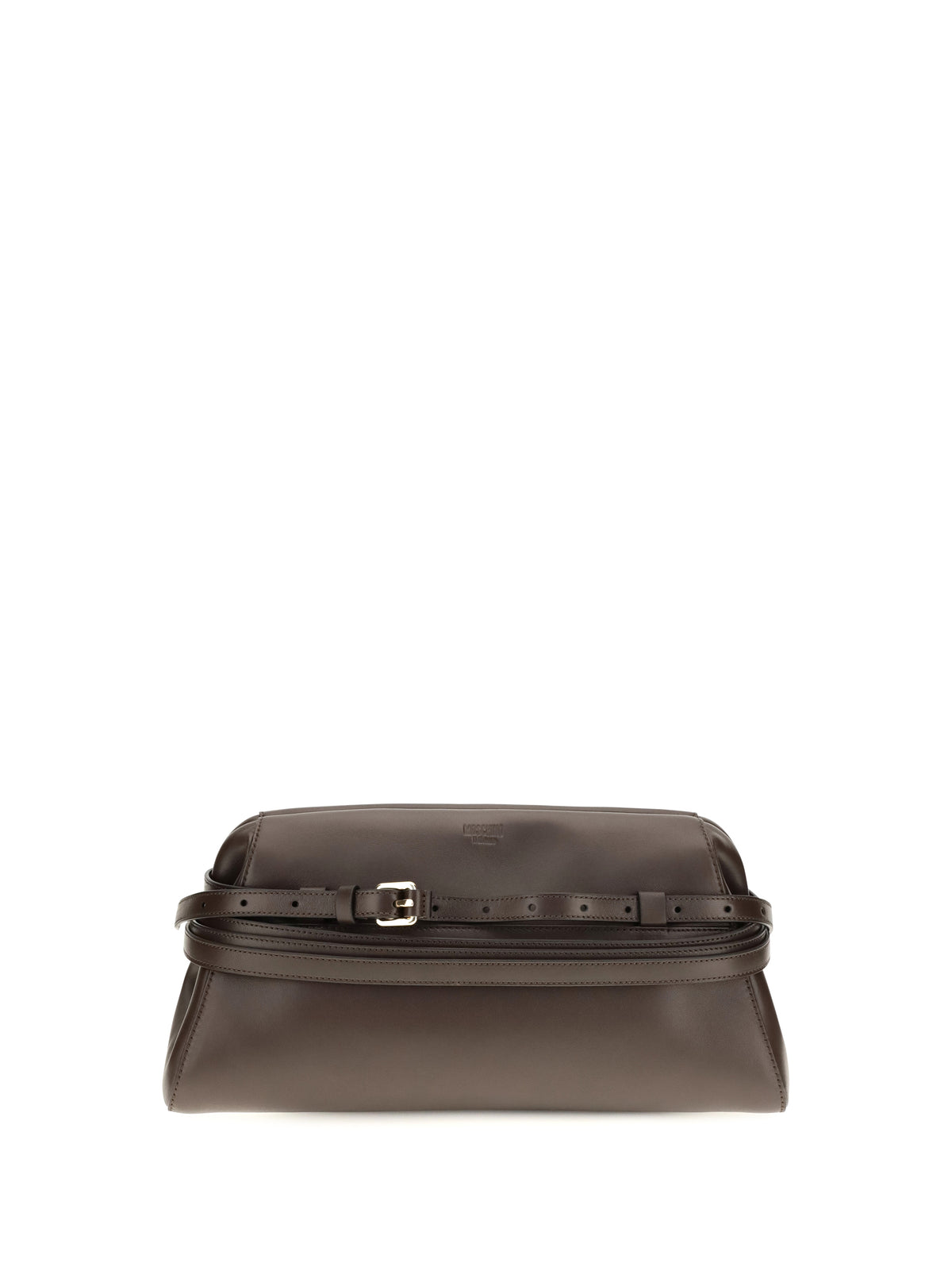 Moschino Women Leather Clutch With Buckle Detail