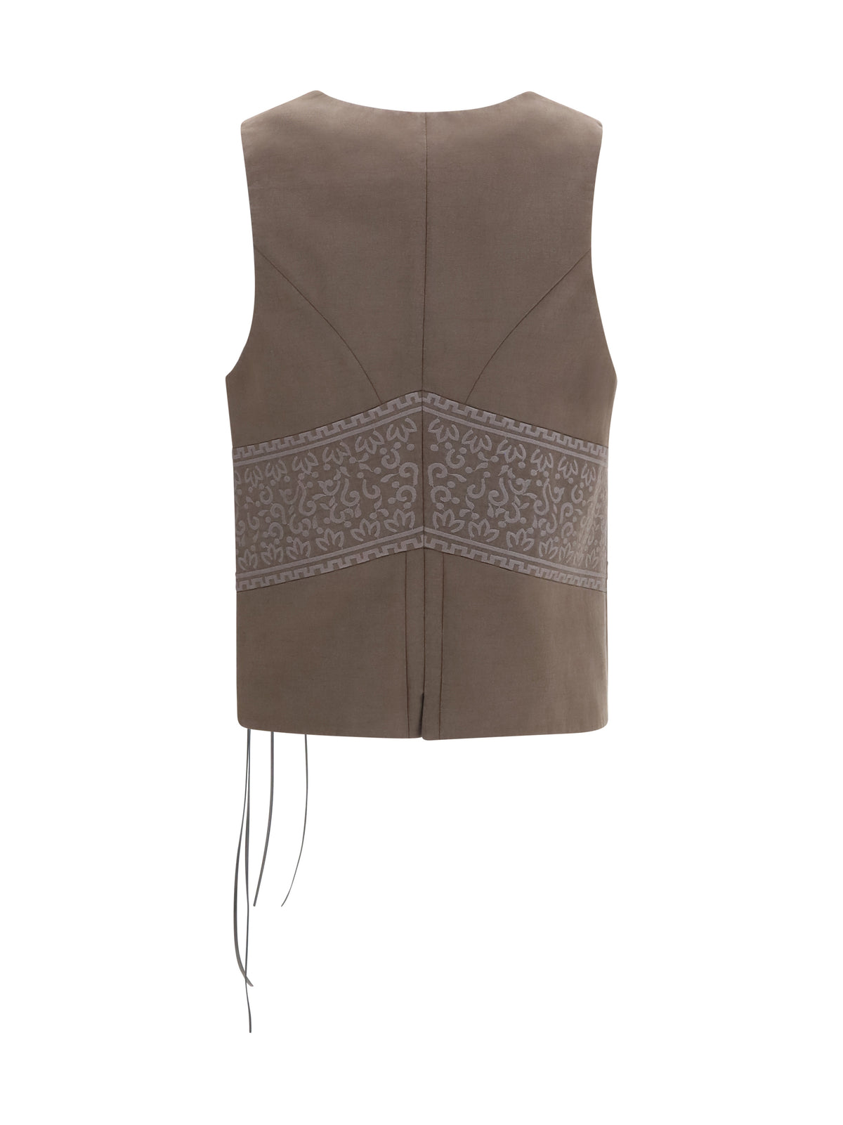 GIORGIO ARMANI Giorgio Armani Women Vest In Washed Silk And Virgin Wool With Jacquard Pattern And Ties