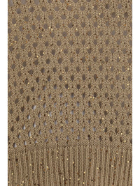 Max Mara Studio Women Open Knit Cotton Sweater With Sequins