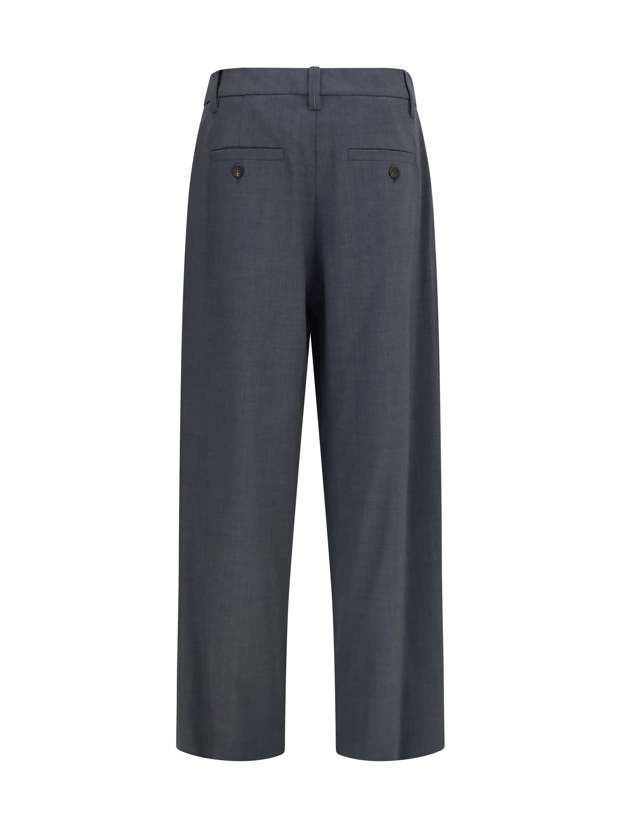 Brunello Cucinelli Women Tropical Wool Tailored Pants With Monili