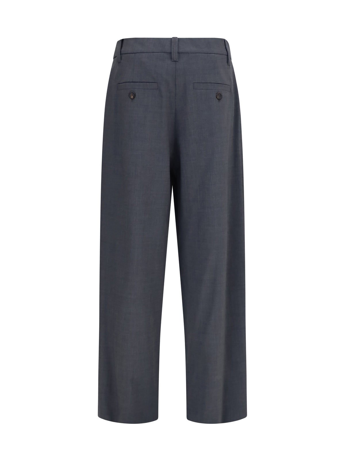 Brunello Cucinelli Women Tropical Wool Tailored Pants With Monili Detail