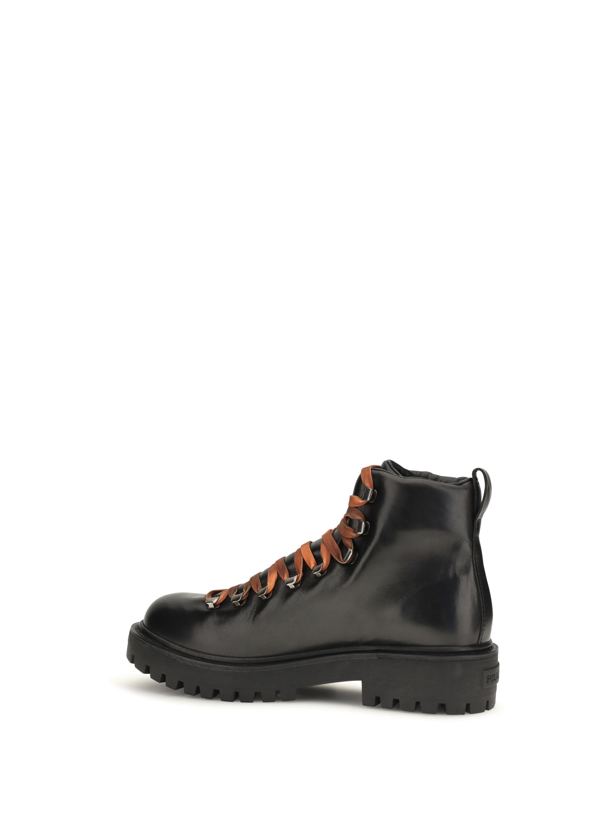 Prada Men Leather Lace-Up Ankle Boots