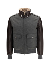 Brunello Cucinelli Men Membrane Finished Cashmere Beaver Bomber