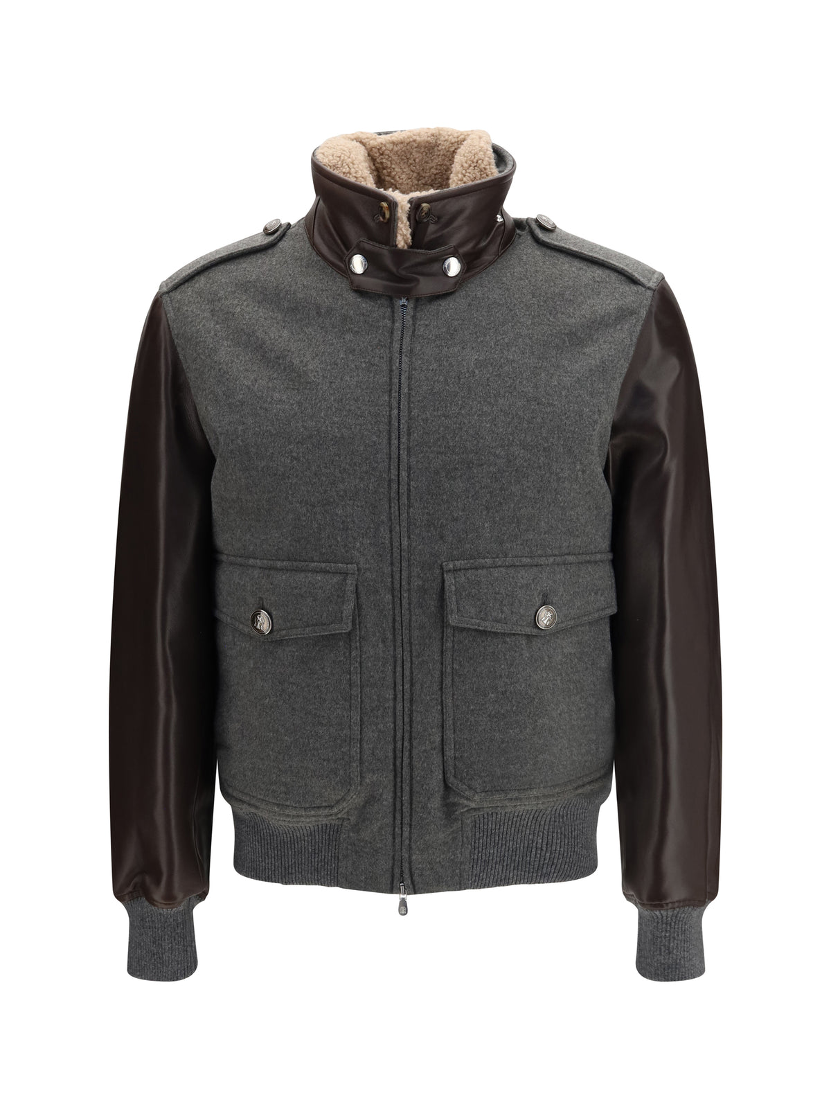 Brunello Cucinelli Men Membrane Finished Cashmere Beaver Bomber