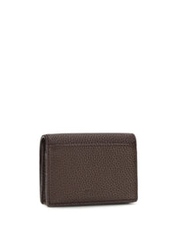 Ganni Women Flap Card Holder In Grained Leather